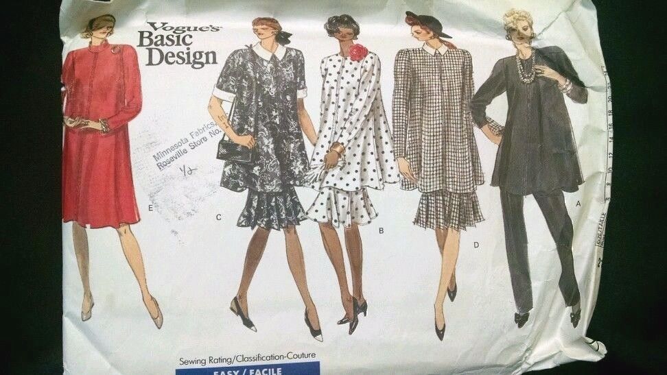 Vintage Vogue 1988 Basic Design Dress Sewing Pattern 2123 Uncut Size 12 14 16