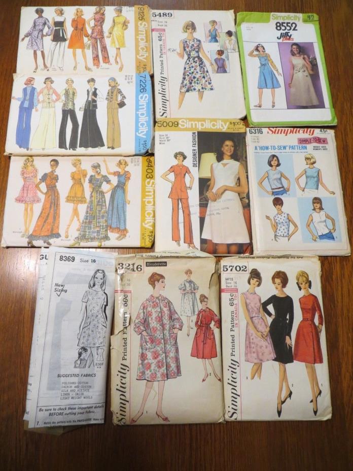 Vintage Sewing Patterns 1960's & 1970's Womens Size 16