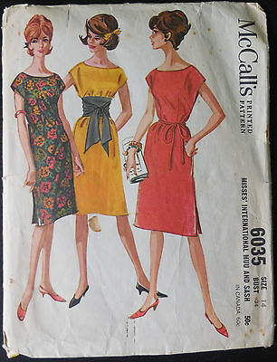 1961 Vintage McCall's Pattern 6035 Misses International Muu Dress  Size 14 muumu