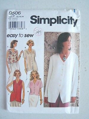 Simplicity Sewing Pattern 9506 Misses Set of Blouses Sizes 12 14 16 Uncut