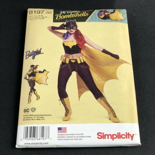 Simplicity Sewing Pattern #8197 Misses DC Comics Bombshell Batgirl Costume 14-22