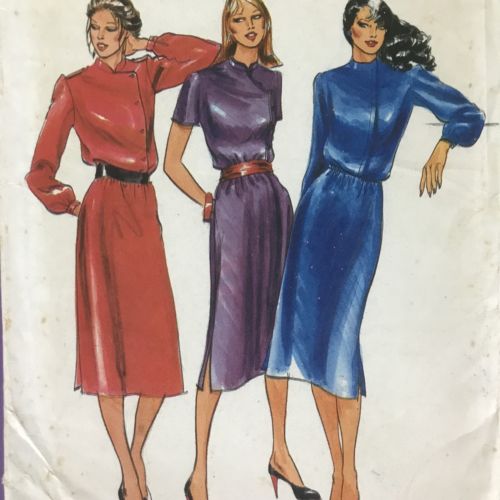 Uncut Vtg Misses Dress Sz 16 Bust 38 Butterick 6905 Mandarin Collar Button Front