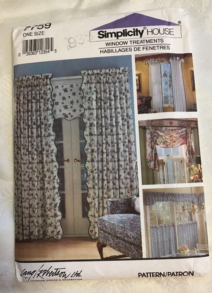 Simplicity Sewing Curtains House Home Drapes Window Treatments No.7759 Uncut 10