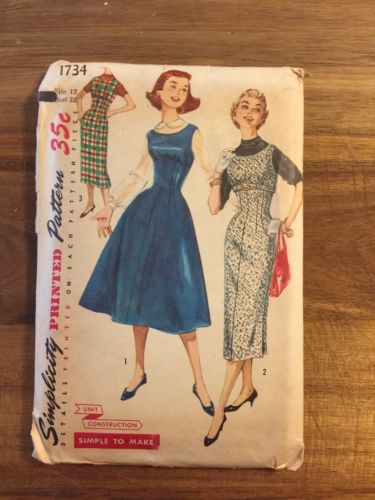 Vintage Simplicity Printed Sewing Pattern 1734 Jumper with 2 Skirt Styles Sz 12