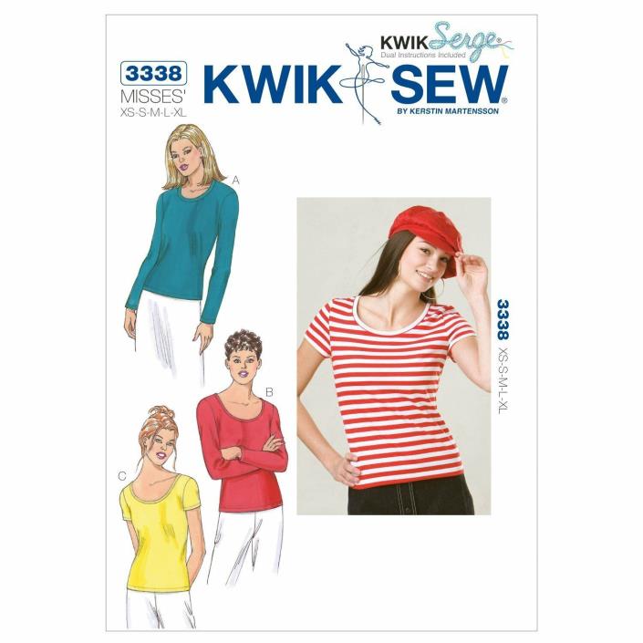 KWIK SEW Pattern 3338 Misses' Tops XS-XL - New/Uncut/NOS
