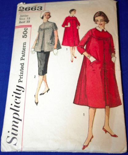 Vtg 1950s Simplicity Swing Dress Skirt & Top  Maternity Pattern 2663 Bust 33
