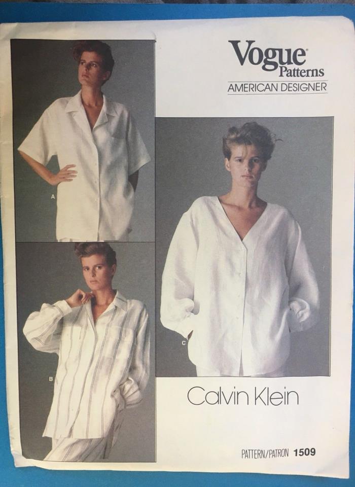 Vogue Patterns Calvin Klein American Designer Mens Shirt 1509 Size 10 Cut