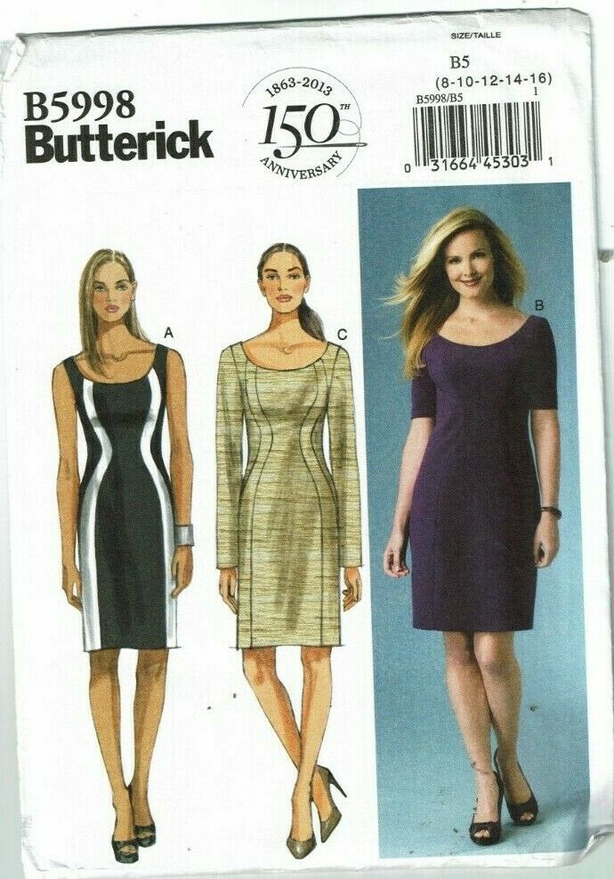 Butterick # 5998 150th Anniversary Dresses w/variations Pattern Sz: ( 8-16) UC