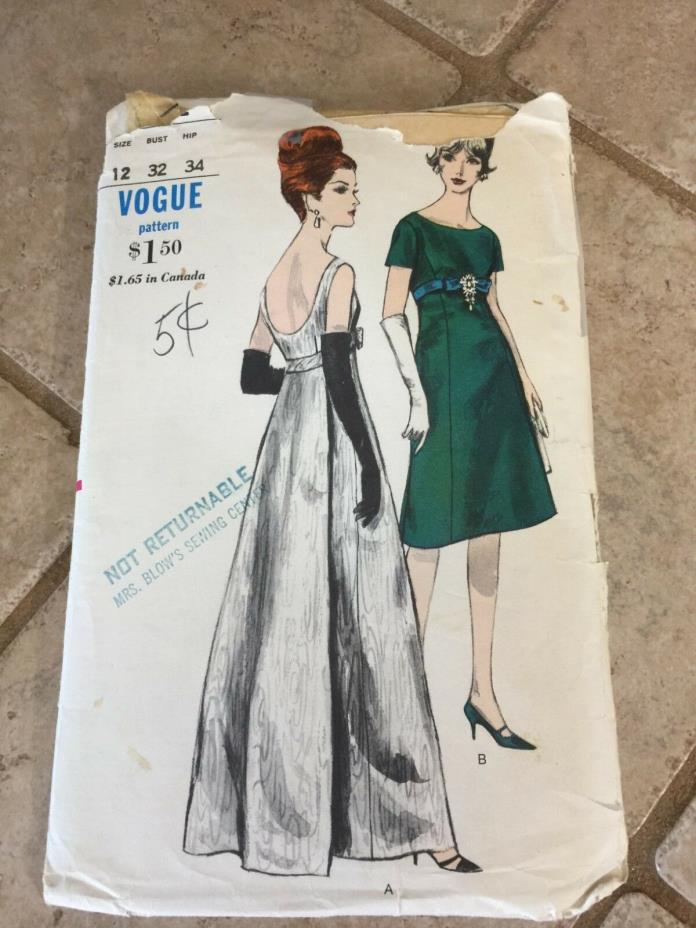 Vintage Vogue #5942 Pattern One Piece Evening Dresses Size 12
