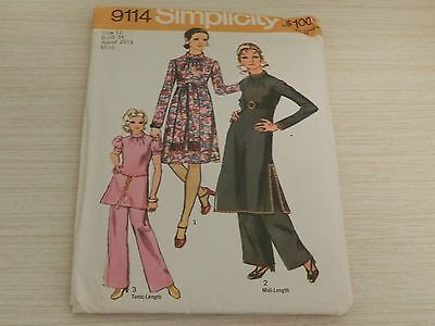 Simplicity Pattern #9114 Size 12 Bust 34 Waist 25 1/2 Miss