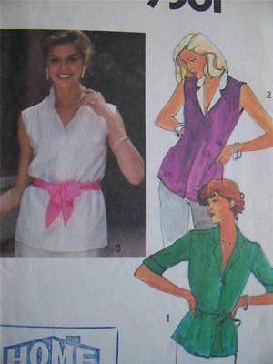 SIMPLICITY 9381 MISSES SLEEVELESS & ROLLED SLEEVE BLOUSE PATTERN SIZE 16