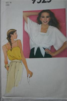 SIMPLICITY 9525 MISSES CAMISOLE & KIMONO SLEEVE TOP  PATTERN SIZE 16