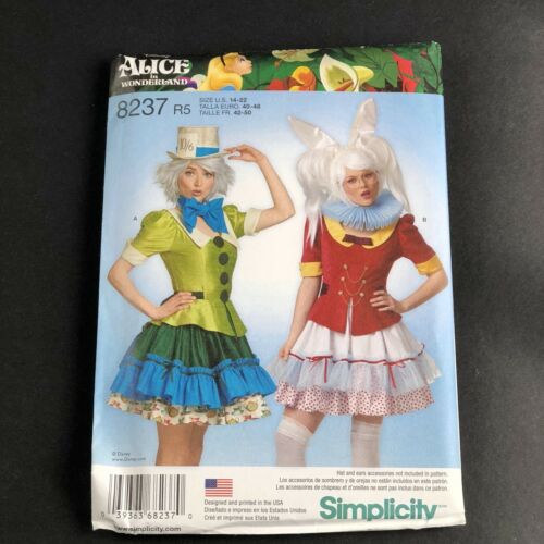 Simplicity Costume Sewing Pattern #8237 Misses Disney Alice in Wonderland 14-22