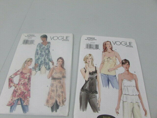 Vogue Sewing Patterns Lot of 2 Shirts Womens 6-10 Tunic Camisole