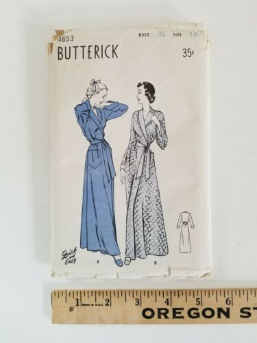 VTG 1940's UNCUT Sewing Pattern Butterick 4653  Size 18 Bust 36