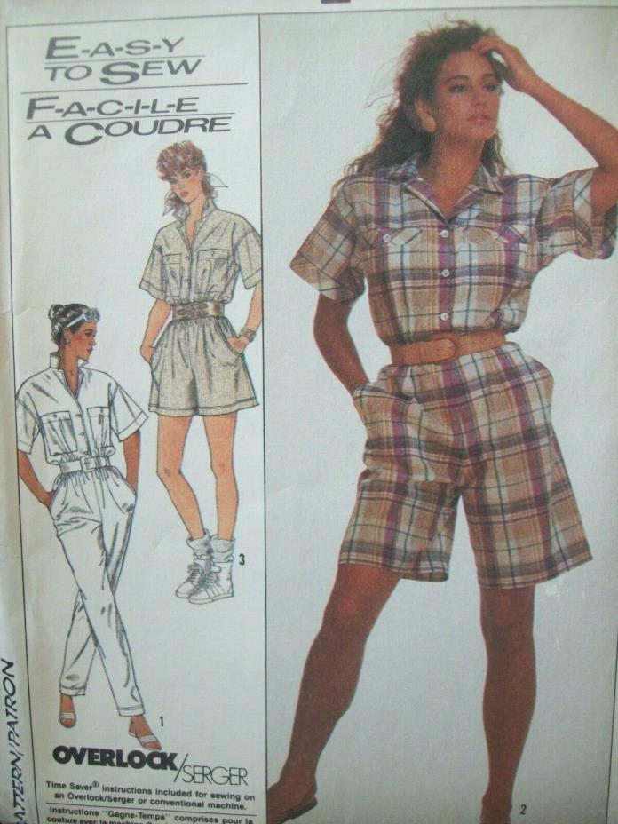 Vintage Simplicity Pattern 8621 Easy Sew Jumpsuits Size SM(Sizes 10-12) UCFF NOS