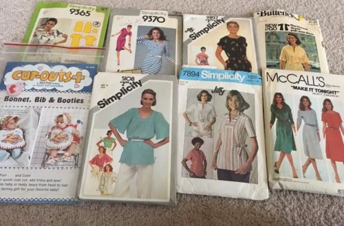 Lot of (7) Vintage McCalls, Butterick, Simplicity, Sewing Patterns Used