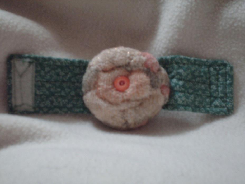 wrist pincushion, recycled sweater fabric, Velcro, handmade, easy to use,