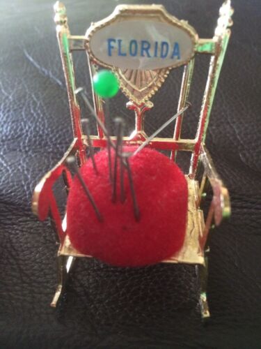 Antimony Rocking Chair Pin Cushion (mid century) Red (from Florida) + Box!