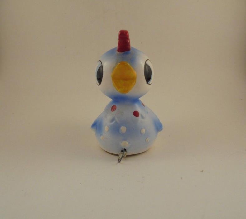 Vintage Made in Japan Blue Bird Chick Measuring Tape Pin Cushion Figurine 3763