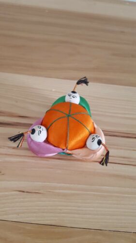 Vintage Small Silk Domed Orange Pin Cushion 3 Chinese Sumo Children