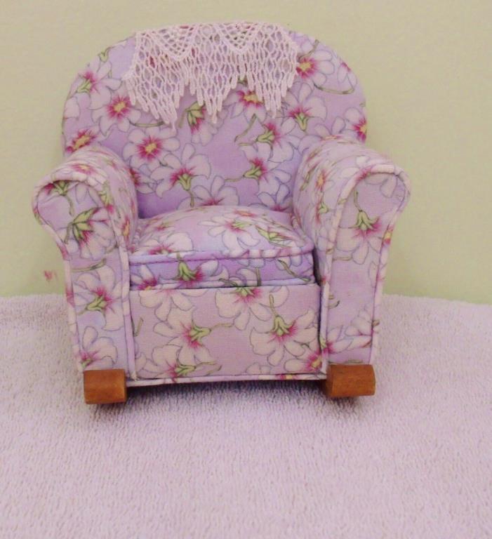 Rocking Chair Cozy Chair Light Blue/Lavender Floral Pincushion