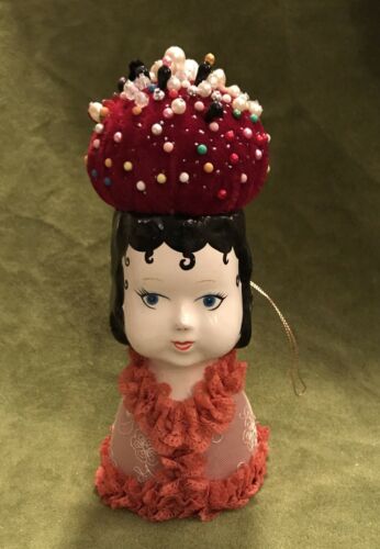 Katherine’s Collection-Paper Mache Pin Cushion Head-Bust Lady Vtg 1930’s Style