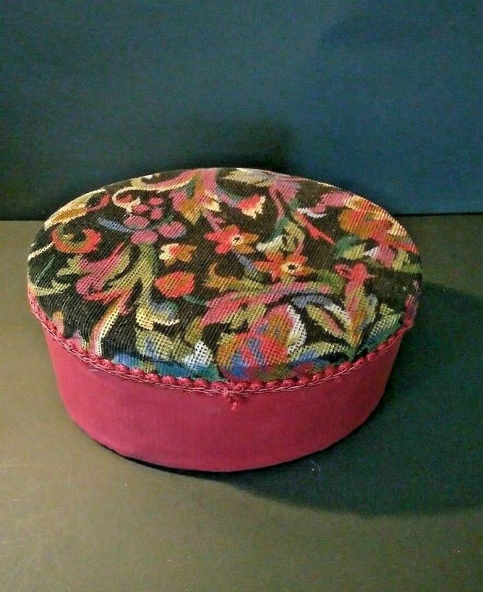 Unique Cloth covered vintage pin cushion box, 8