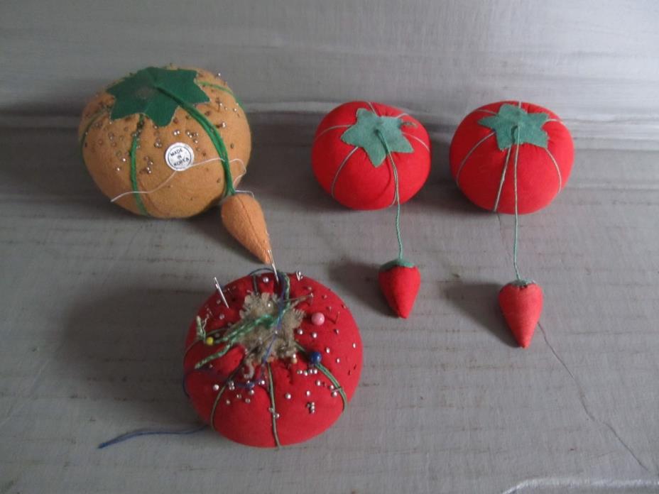 Vintage Sewing Pin Cushions with pins/needles