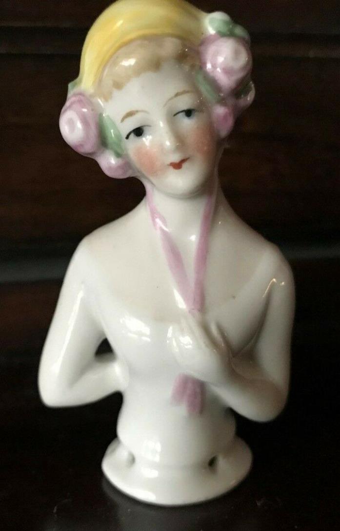 Porcelain Blonde Haired Lady Pin Cushion Body 3