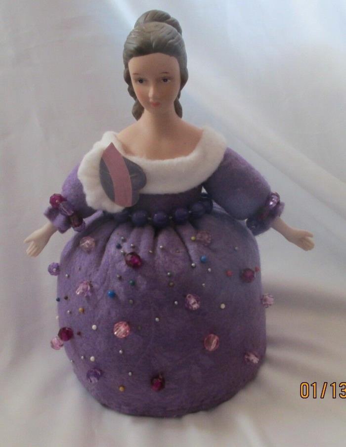 Lady Pin Cushion Handmade Bead Accents 9 inches tall