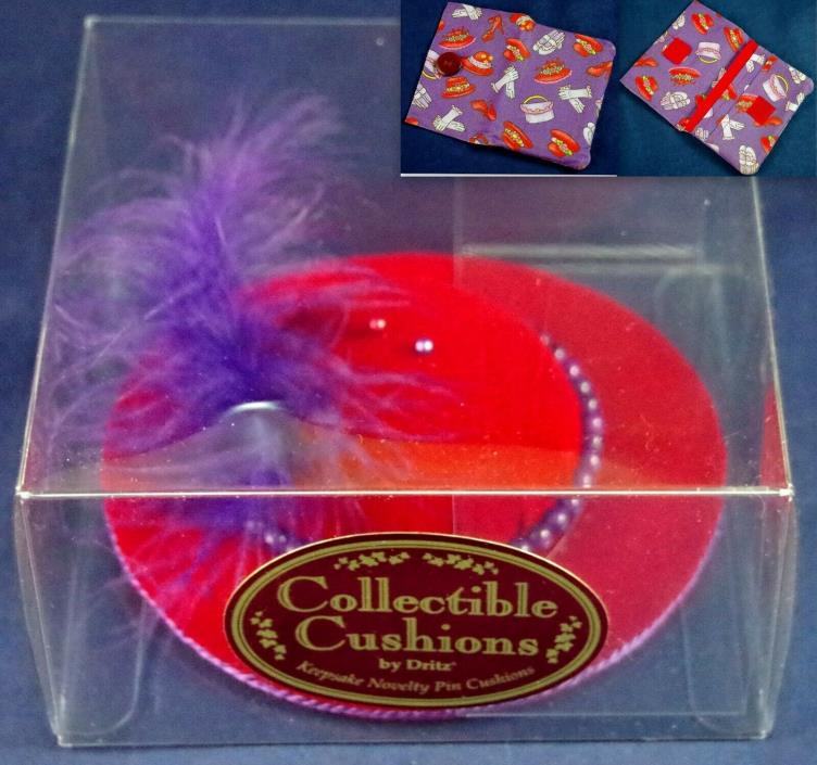 w/ BONUS *MINT NIOB* 1998 COLLECTIBLE CUSHIONS by DRITZ RED HAT LADY PIN CUSHION