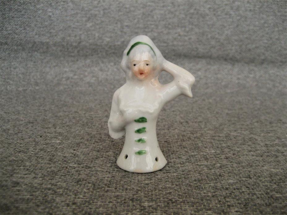 ANTIQUE VINTAGE PORCELAIN VICTORIAN LADY HALF DOLL PIN CUSHION FREE SHIPPING