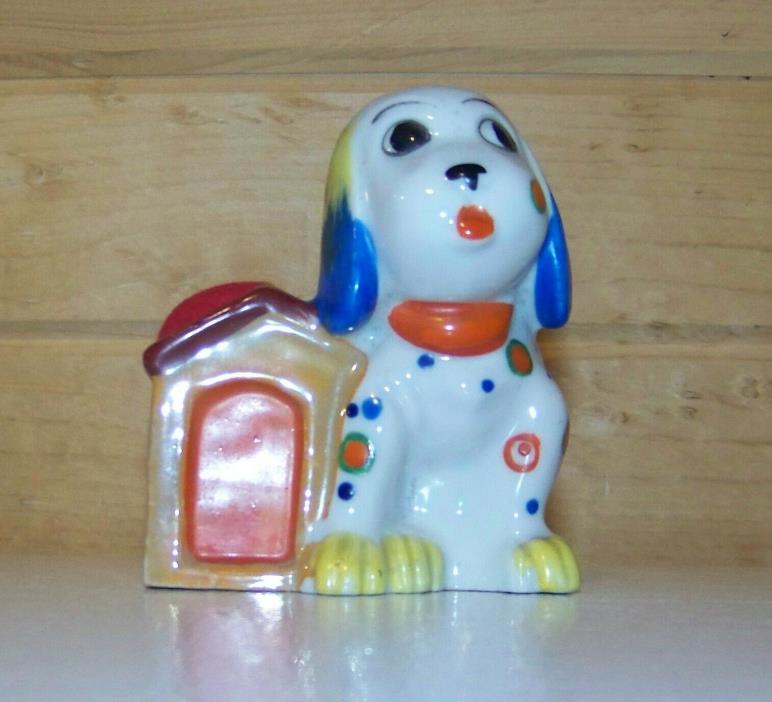 Vintage Small Porcelain Dog Pin Cushion from Japan Luster