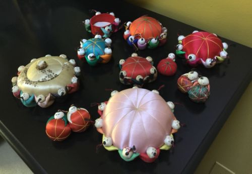 Lot Of Vintage Chinese Silk Pin Cushions With People
