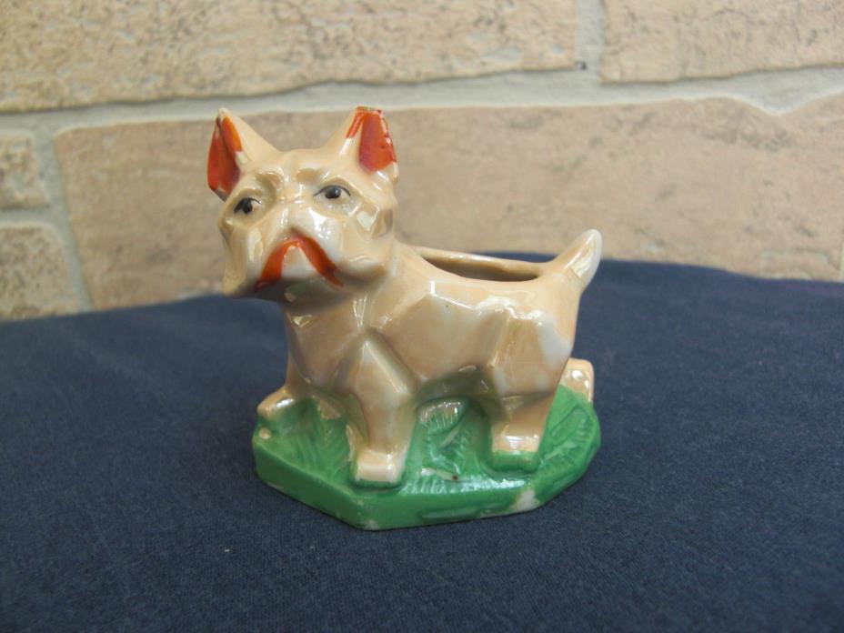 VINTAGE  LUSTERWARE LUSTER  ART DECO BULLDOG PIN CUSHION MADE IN JAPAN