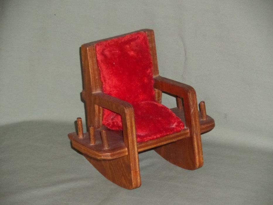 Vintage Wood Sewing Caddy Rocking Chair Wooden Pin Cushion Handmade in NC