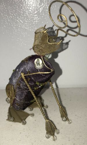 Vintage Purple Frog  Prince Faux Jewels Wire Work Pin Cushion