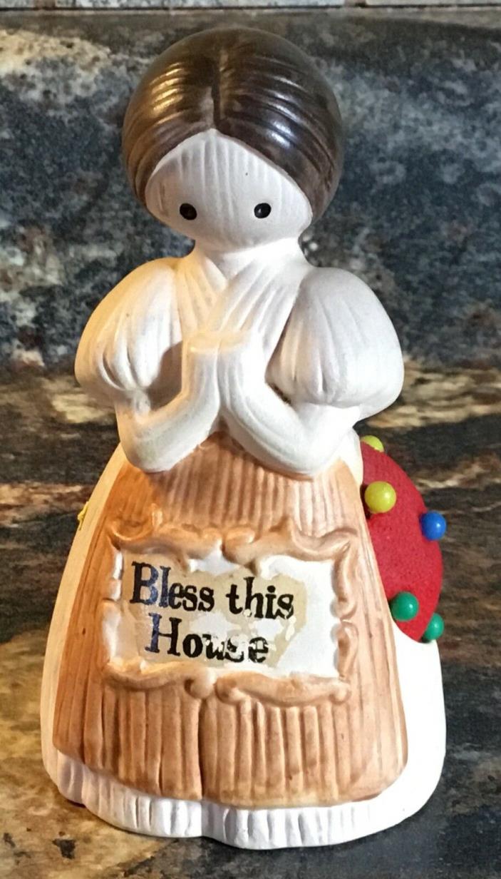 VINTAGE 1973 MANLER BLESS THIS HOUSE LADY FIGURINE PIN CUSHION