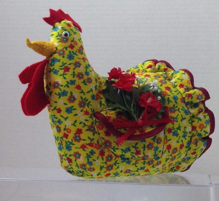 Chicken Pin Cushion Vintage Folk Art Handmade Sewing Notions Holder Retro Decor