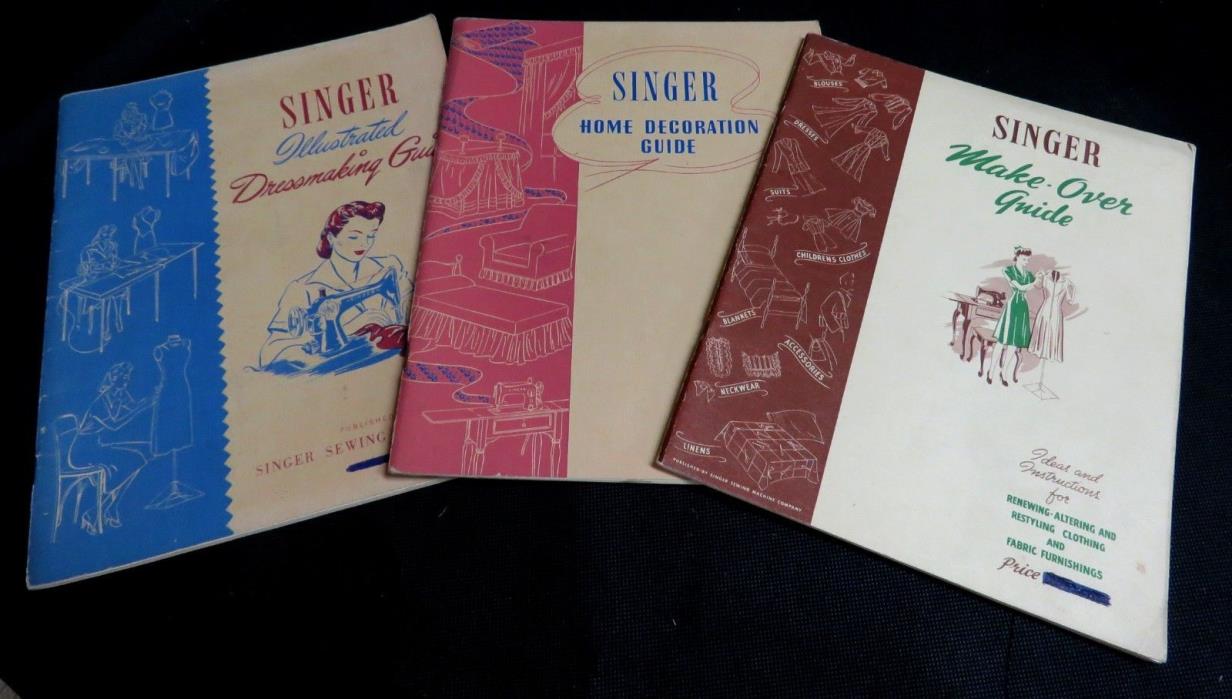1942- 1943  3 Singer Guides ( Dressmaking - make over and home deco guide )