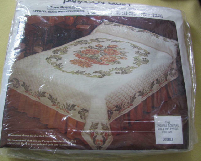 Vintage Rose Brocade double bed size Paragon cotton cross stitch quilt kit