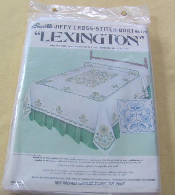 Vintage Bucilla cross stitch quilt kit Lexington double bed size all cotton