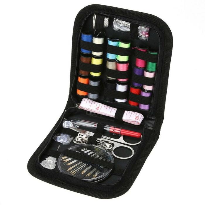Sewing Kit Measure Scissor Thimble Thread Needle Storage Box Travel 70 Pcs Set