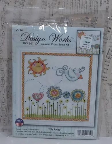 Fly Away -Counted Cross Stitch Kit -Design Works 2914 Bird/Sun/Flowers/Whimsical