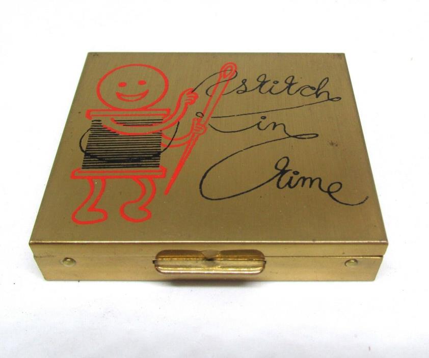 Vintage STITCH IN TIME Travel Sewing Kit In Goldtone Case