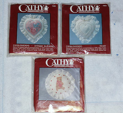 CATHY NEEDLECRAFT Candlewickery 3 kits ANTIQUE BLUEBIRD HEART BEAR SACHET KITS
