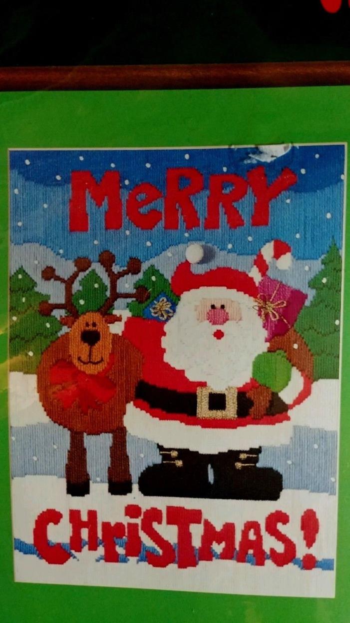 1984 DIMENSIONS LONGSTITCH NEEDLEPOINT KIT 9039 MERRY CHRISTMAS SANTA 12 X 16