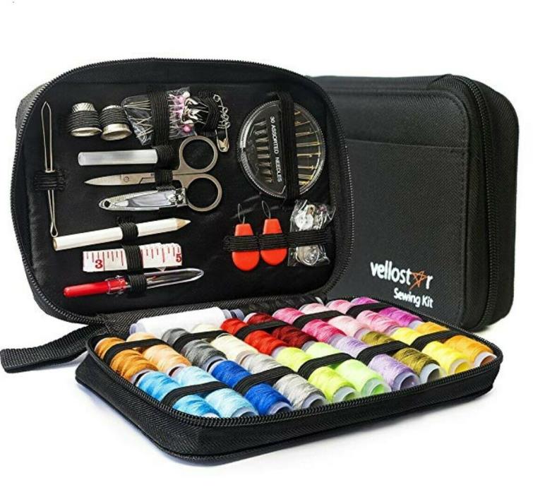 Travel Sewing Repair KIT, Premium Set w/Over 100 Supplies 24-Color Threads N