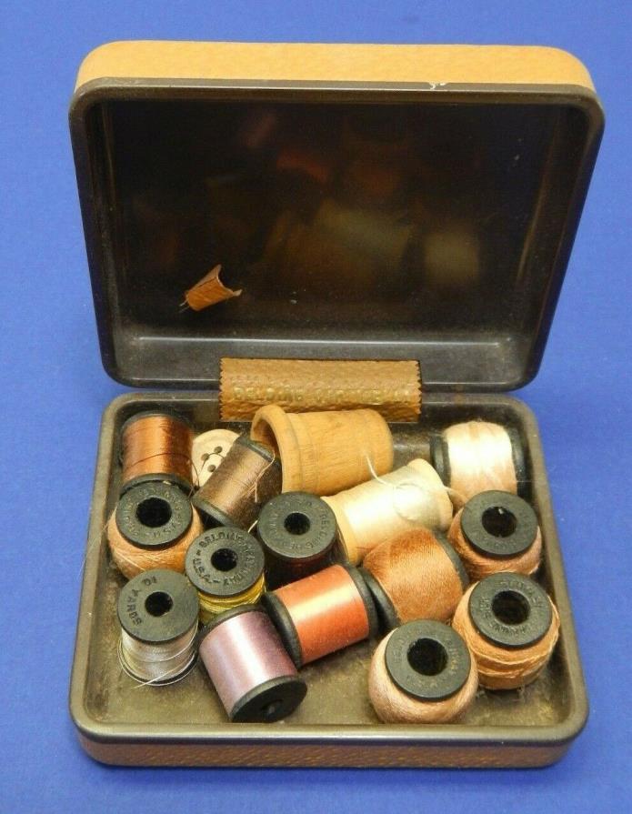 Belding Corticelli travel sewing case thread hard leather vintage